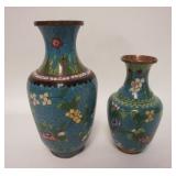 1141	2 CLOISONNE VASES, BOTH HAVE A BRUISE, TALLEST IS 8 1/8 IN
