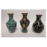 1143	3 CLOISONNE VASES, ALL HAVE DAMAGE, TALLEST IS 6 1/2 IN