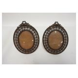 1163	PAIR OF MINIATURE PIERCED BRONZE PORTRAIT FRAMES, 6 1/4 IN HIGH
