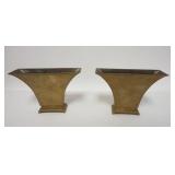 1165	MATCHED PAIR OF SOLID BRASS VASES, STAMPED CHINA ON BASE, 7 1/2 IN WIDE X 2 1/2 IN DEEP X 5 1/4