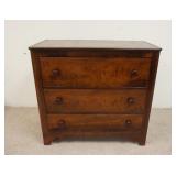 1177	3 DRAWER WALNUT COUNTRY CHEST OF DRAWERS, 37 1/4 IN W X 17 1/4 IN D X 35 IN H