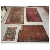 1196	LOT OF 4 ORIENTAL THROW RUGS, WITH DAMAGE