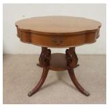 1198	UNUSUAL CLOVER BANDED TOP MAHOGANY EXTENSION TABLE WITH 3 LEAVES, LEAVES DO NOT MATCH, 3FT WIDE