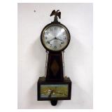 1206	SESSIONS HALIFAX WALL CLOCK, REVERSE GLASS REPAINTED, 29 IN H
