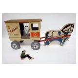 1209	BORDEN MILK WAGON, HORSE MISSING FRONT WHEELS, 18 IN LONG