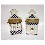 1241	LOT OF TWO SALT BOXES W/ WOODEN LIDS9 1/2 IN H 