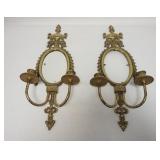 1246	PAIR OF ORNATE CANDLE SCONCES, ONE MIRROR BACK IS MISSING. 9 IN W 23 IN H 