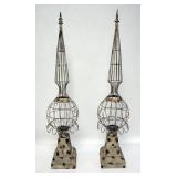 1250	PAIR OF DECORATIVE METAL SPIRES. PAINT DECORATED. 39 IN H 