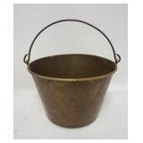 1272	ANTIQUE BRASS JELLY BUCKET. IT IS SIGNED & HAS 1860 PATENT DATES. 10 IN H, 14 IN DIAMETER