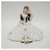 1001	ROYAL DUX PORCELAIN LADY READING, 10 IN HIGH X 13 IN WIDE