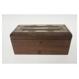 1011	MOTHER OF PEARL INLAID LETTER BOX, ROSEWOOD, *ANSWERED* & *UNANSWERED*, 9 1/4 IN X 4 1/4 IN X 4
