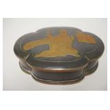 1016	ASIAN PEWTER & BRASS BOX, ILLEGIBLE MARKS ON THE BASE, 7 3/4 IN X 5 3/4 IN X 2 1/2 IN HIGH