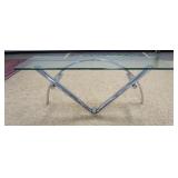 1029	GLASS & CHROME HALLWAY TABLE, 66 IN X 19 1/4 IN X 29 1/2 IN HIGH