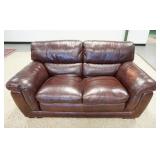1037	LEATHER LOVE SEAT, 70 IN WIDE