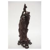 1078	CARVED WOODEN ASIAN FIGURE ON STAND, 10 1/2 IN HIGH