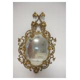 1086	ORNATE VICTORIAN METAL HANGING MIRROR, 14 1/2 IN X 9 IN