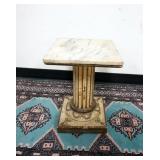 1100	MARBLE TOP PAINT DECORATED CORINTHIAN COLUMN PEDESTAL, 12 IN SQ X 17 IN HIGH