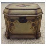 1109	PAINT DECORATED STORAGE BOX. 16 1/4 IN X 20 IN, 17 1/2 IN H 