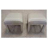1124	TWO UPHOLSTERED FOOT STOOLS. 18 IN X 16 IN, 17 IN H 
