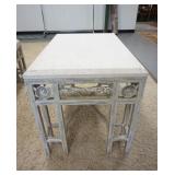 1137	STONE TOP METAL FRAME END TABLE. 25 IN X 37 IN, 26 IN H 
