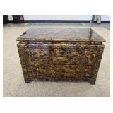 1143	GOLD LACQUER TORTOISE FINISH 2 DRAWER CHEST W/PULL OUT SURFACE, 34 IN X 21 IN X 20 IN HIGH