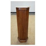 1148	MARBLE TOP PEDISTAL W/FLUTED COLUMN, 12 1/2 IN X 14 1/4 IN X 39 IN HIGH