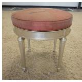 1150	UPHLOSTERED SWIVEL STOOL W/GILT SILVER FINISHED WOOD, STAINING ON TOP OF UPHOLSTERY, MADE BY DI