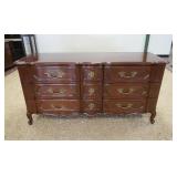 1153	FRENCH PROVINCIAL CHERRY CHEST W/PANELED SIDES & CAST BRASS PULLS & KNOBS, 68 IN X 23 IN X 34 I