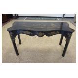 1156	BLACK LACQUERED ASIAN CONSOLE TABLE, 40 IN X 23 IN X 32 IN HIGH