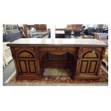 1160	EASTLAKE WALNUT VICTORIAN SIDEBOARD WITH BURLED PANELED DOORS AND EBONIZED ACCENTS, 85 IN X 25 