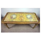 1162	ANTIQUE PAINT DECORATED ITALIAN TABLE WITH PAINTED SCENES OF MINSTRAL SINGER AND PHILOSOPHER FL