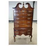 1166	CONTEMPORARY 11  DRAWER WALNUT HIGHBOY, 36 IN X 18 IN X 75 IN HIGH