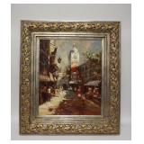 1167	SIGNED CONTEMPORARY FRAMED OIL PAINTING OF A STREET SCENE. 31 1/2 IN X 36 1/2 IN. INCLUDING FRA