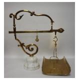1169	ANTIQUE ENGLISH BRASS SCALE ON MARBLE BASE. 18 IN H 27 IN W 