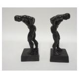 1173	CAST METAL BOOK ENDS OF BODY BUILDERS. 7 1/2 IN H 