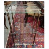 1177	3 TEIR METAL SHELF W/ BRASS GALLERY. 9 1/2 IN X 16 IN. 31 IN H 