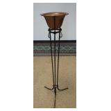 1181	COPPER PLANTER ON WROUGHT IRON STAND. 12 IN X 51 IN H 