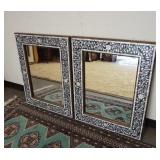1193	PAIR OF MOSAIC FRAMED MIRRORS W/ VINES. 24 IN X 30 1/2 IN 