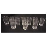 1204	10 SMALL 3 1/2 IN LIBBEY CUT TUMBLERS.  MADE FOR TOLEDO, OHIO ATTORNEY WILLAIM HIGLEY IN THE 19