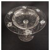 1207	LIBBEY CUT COMPOTE W/ TWIST STEM.   MADE FOR TOLEDO, OHIO ATTORNEY WILLAIM HIGLEY IN THE 1920S.