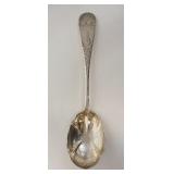 1211	PALMER BACKELDERS & CO STERLING SILVER SERVING SPOON, HAS ENGRAVED WADING BIRD ON THE HANDLE, 8