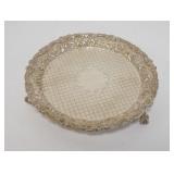 1214	S KIRK & SON STERLING SILVER SMALL FOOTED TRAY, HAS BALL & CLAW FEET, 6 IN DIAMETER, 5.43 TOZ