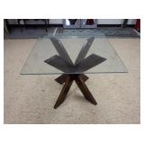 1218	MODERN TABLE W/GLASS TOP, 36 IN SQUARE X 30 1/4 IN HIGH