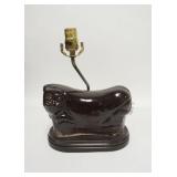 1223	CERAMIC ANIMAL LAMP ON A WOODEN BASE. 9 1/2 IN WIDE 15 1/4 IN H 