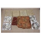1240	LOT OF DECORATIVE ACCENT PIECES INCLUDING MIRRORED FRAMES, TIN TILES