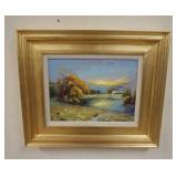 1244	CONTEMPORARY FRAMED OIL PAINTING OF A SHORE SENCE. 24 1/2 IN X 20 1/2 IN. INCLUDING FRAME