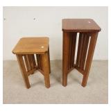 1256	2 CONTEMPORARY MISSION STYLE SOLID OAK STANDS. 30 IN X 13 IN X 13 1/4 IN 