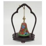 1276	CLOISONNE BELL W/WOOD STAND, BELL APPROXIMATELY 2 1/2 IN HIGH
