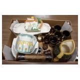 1284	LOT W/HOUSE TEAPOT, MUGS, PITCHER, ETC