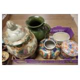 1290	LOT W/LARGE COVERED URN, PITCHER, ETC, URN IS 17 IN HIGH